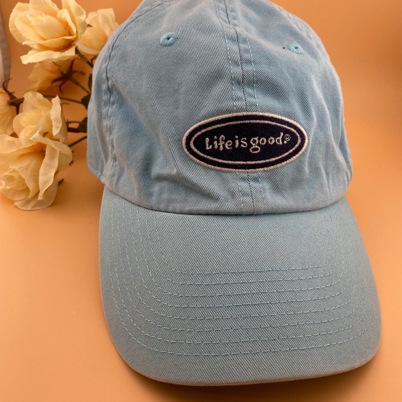 LIFE IS GOOD Ball Cap Light Blue - Picture 1 of 5